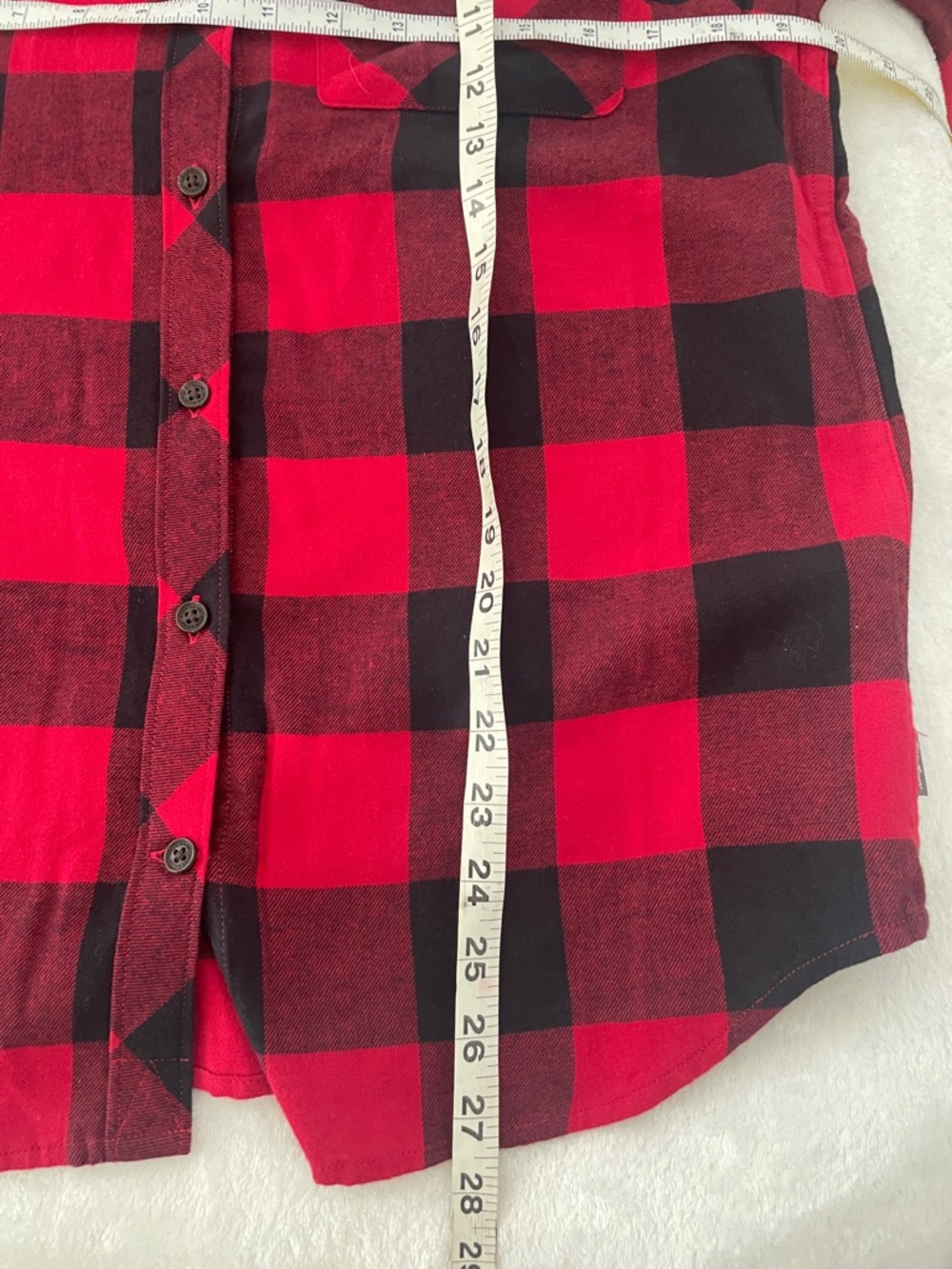 Eddie Bauer Red and Black Plaid Button-Up Shirt - Picture 7 of 8